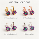 Amethyst Flower Earrings - Purple Drop Earrings - Emerald Dainty Earrings