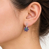 Amethyst Flower Earrings - Purple Drop Earrings - Emerald Dainty Earrings