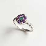 Natural Amethyst Ring made in 925 Sterling Silver with Round Natural Purple Amethyst in Cluster setting, February Birthstone gift idea, symbolizes peace & clarity, ideal for everyday wear and perfect for birthday gifting and special occasions.