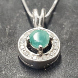 Emerald Silver Necklace - Green Halo Pendant - May Birthstone Necklace