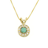 Natural Emerald Pendant made in 18k Gold Vermeil with Round Natural Green Emerald in Halo setting, May Birthstone gift idea, symbolizes growth, harmony, and deep emotional healing, ideal for everyday wear and perfect for birthday gifting and special occasions.