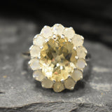 Cocktail Citrine Ring - Yellow Princess Diana Ring - Vintage Statement Ring