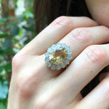 Cocktail Citrine Ring - Yellow Princess Diana Ring - Vintage Statement Ring