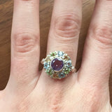 Amethyst Flower Ring - Multistone Ring - Natural Amethyst Ring