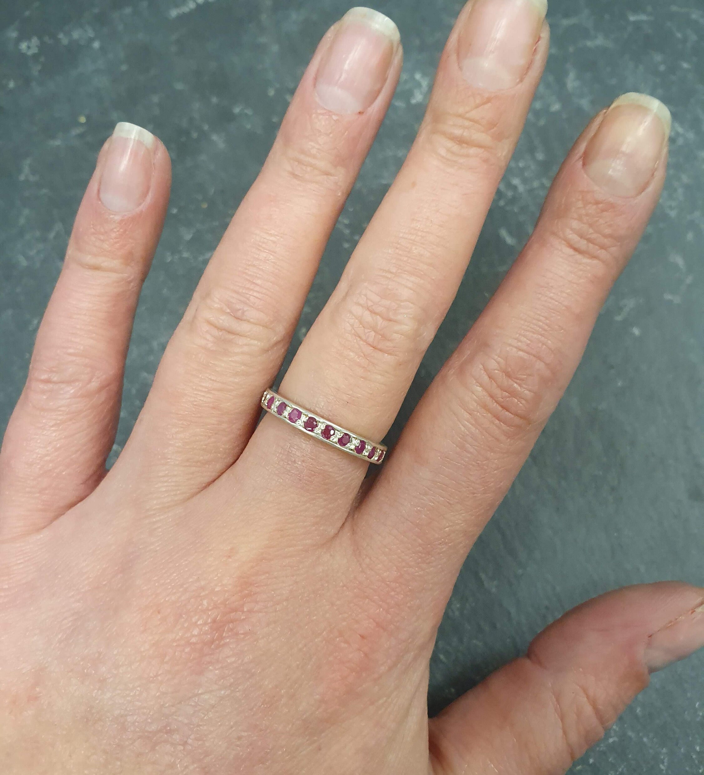 Elegant 925 Sterling Silver Natural Ruby Ring, Channel-Set July Birthstone, symbolizes love and passion, perfect for any occasion.