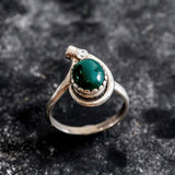 Emerald Teardrop Ring - Two Stone Ring - Statement Emerald Ring