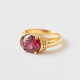 Created Ruby Ring made in 18k Gold Vermeil with Oval Created Red Ruby in Solitaire setting, July Birthstone gift idea, symbolizes nobility, purity, and passion, ideal for everyday wear and perfect for birthday gifting and special occasions.