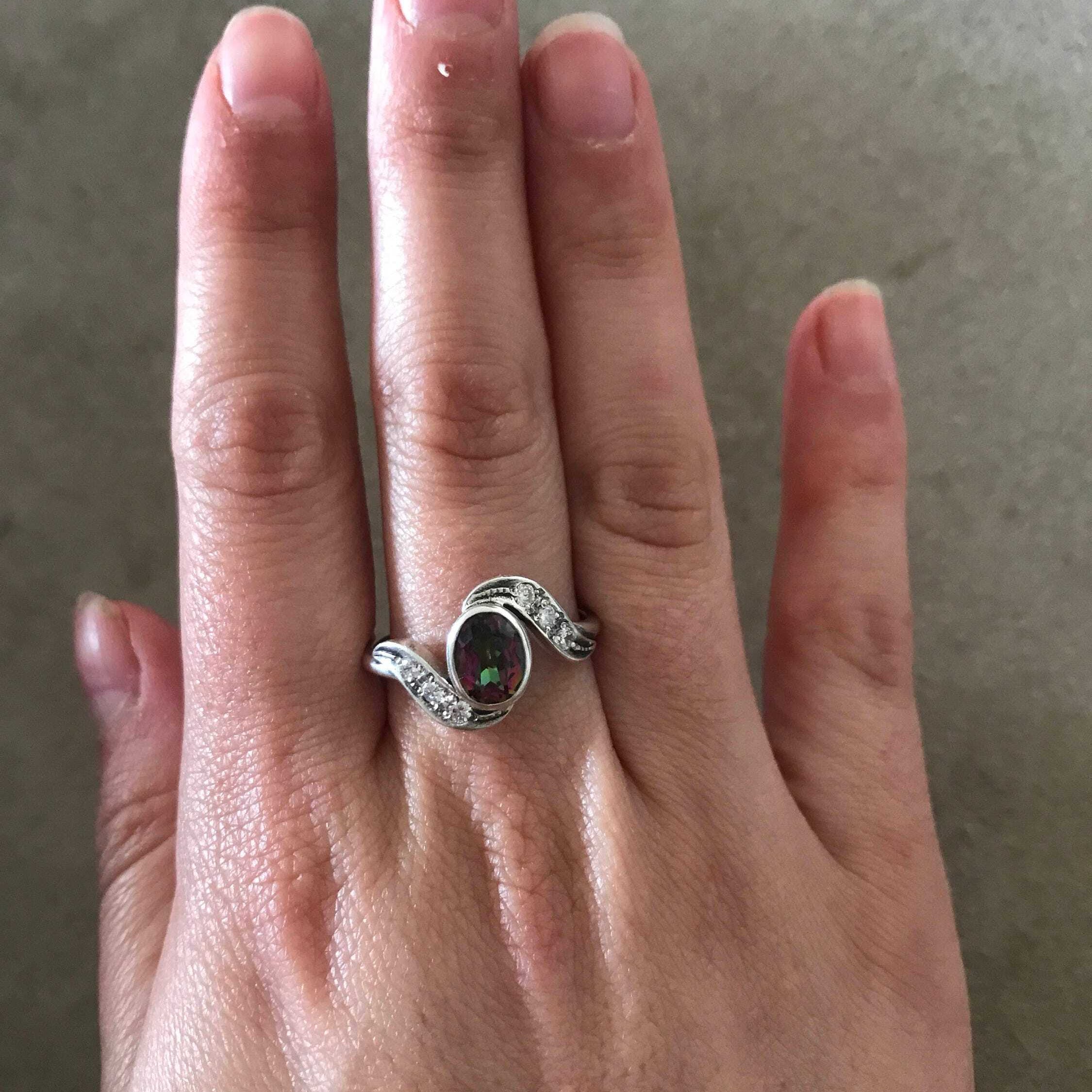 Mystic Topaz Ring, Vintage Rings, Natural Topaz, Antique Topaz Ring, Mystic Topaz, December Birthstone, Solid Silver Ring, December Ring