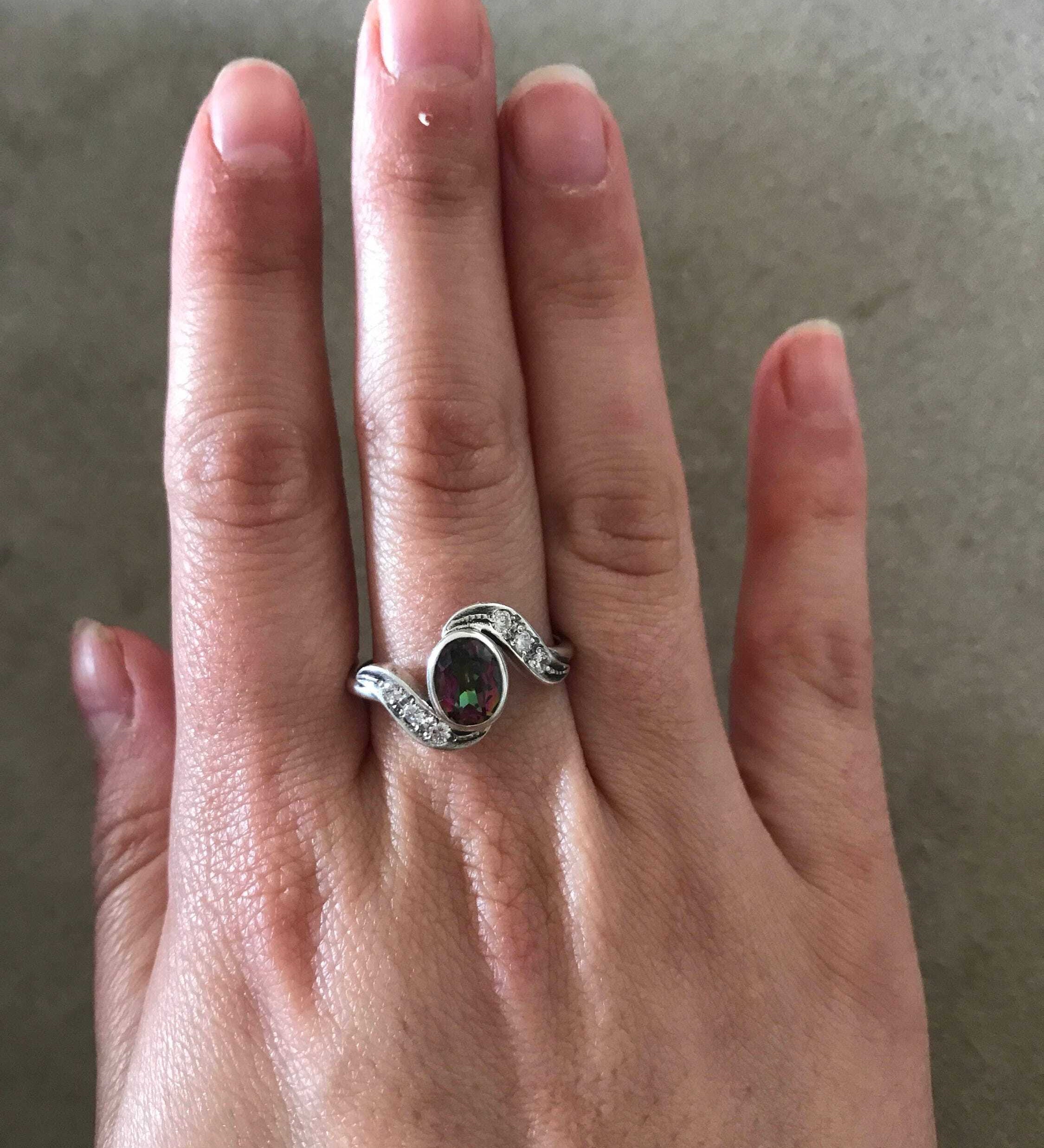 Mystic Topaz Ring, Vintage Rings, Natural Topaz, Antique Topaz Ring, Mystic Topaz, December Birthstone, Solid Silver Ring, December Ring