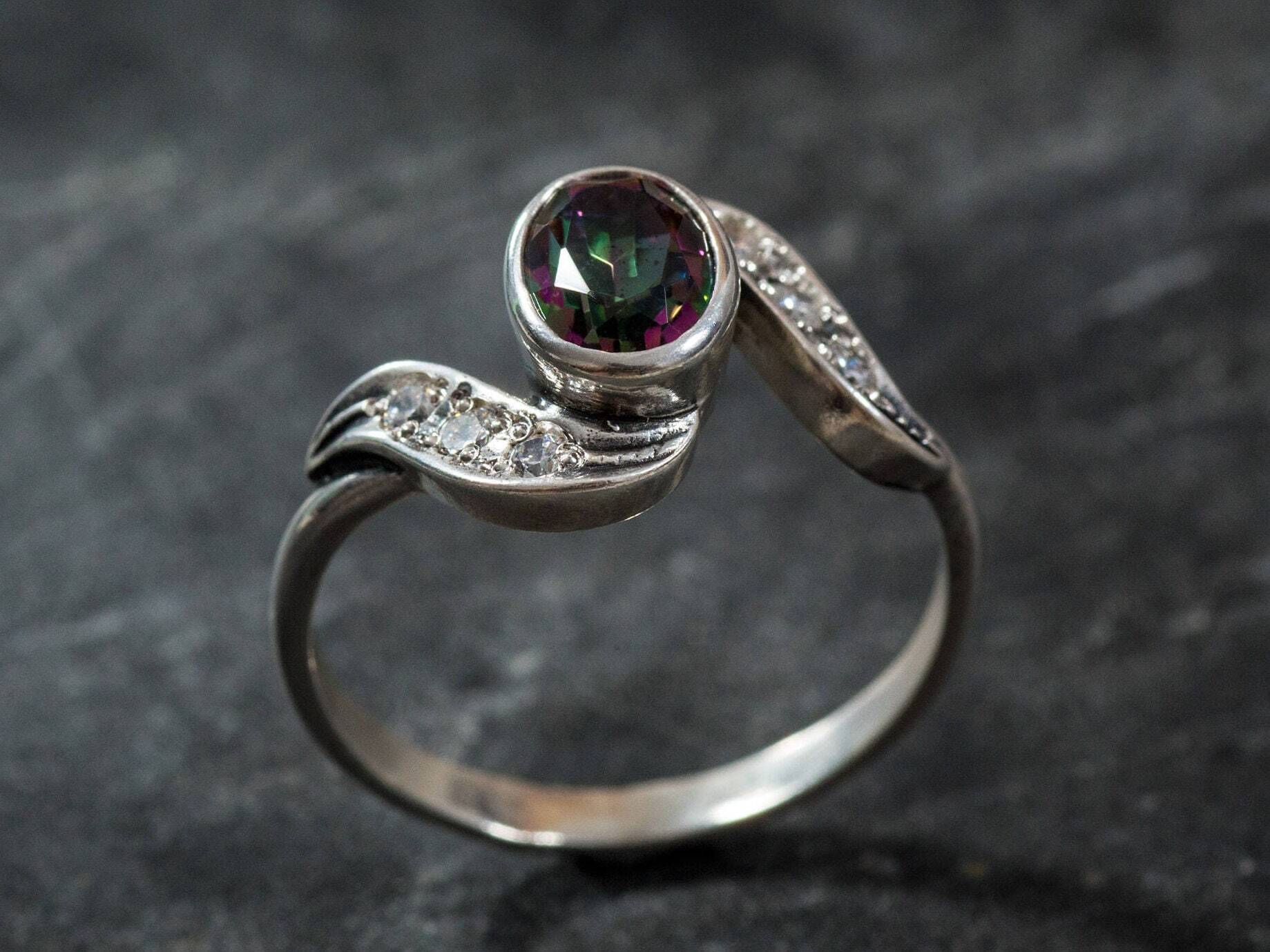 Mystic Topaz Ring, Vintage Rings, Natural Topaz, Antique Topaz Ring, Mystic Topaz, December Birthstone, Solid Silver Ring, December Ring