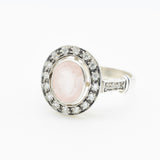 Rose Quartz Ring, Natural Rose Quartz Ring, Pink Vintage Round Ring