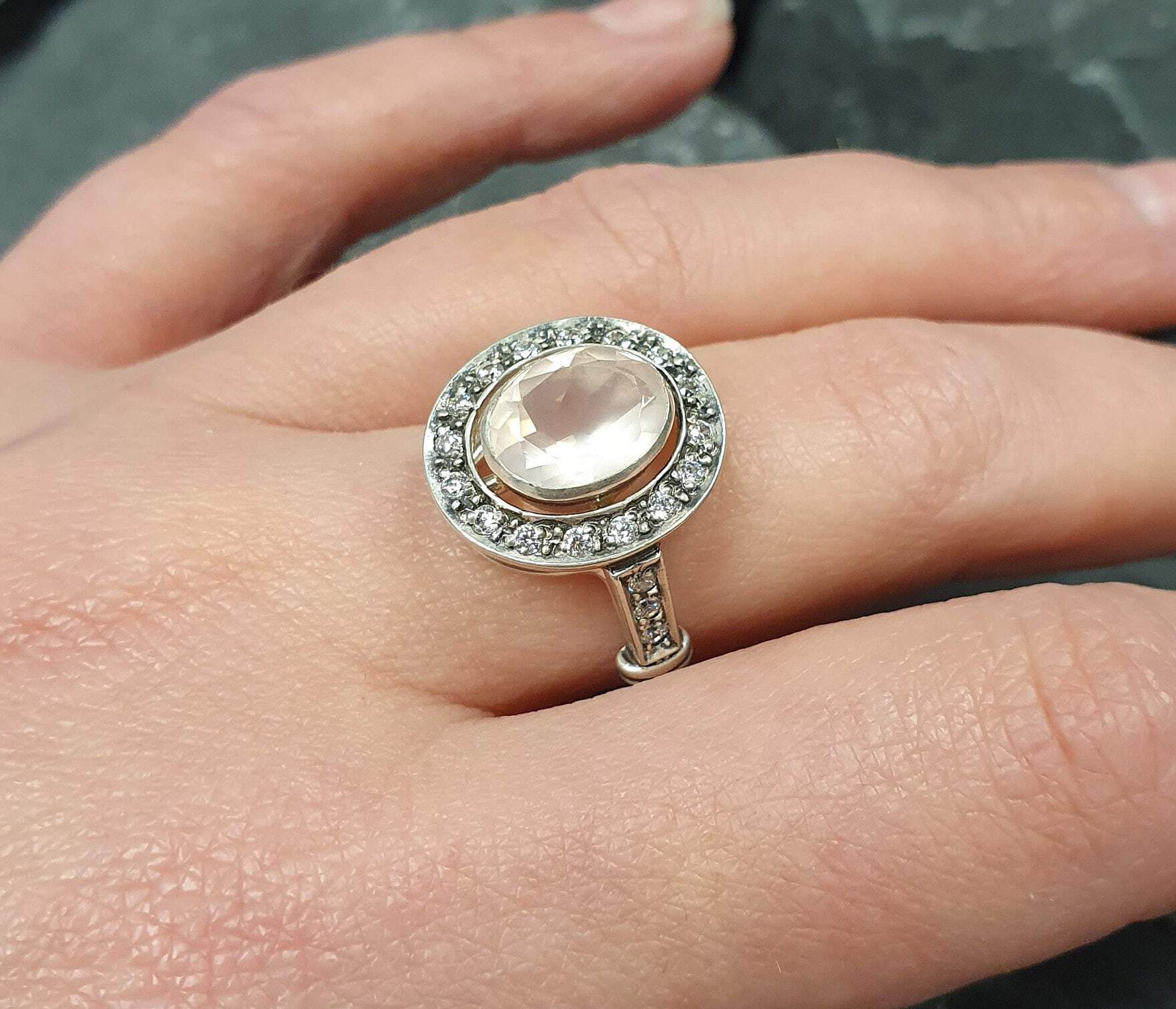 Rose Quartz Ring, Natural Rose Quartz, Vintage Rings, Pink Diamond Ring, January Birthstone, Silver Ring, Pink Diamond, Sterling Silver Ring