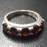 Garnet Ring, Natural Garnet, January Ring, Half Eternity Band, Red Vintage Ring, Red Diamond Ring, January Birthstone, Solid Silver Ring