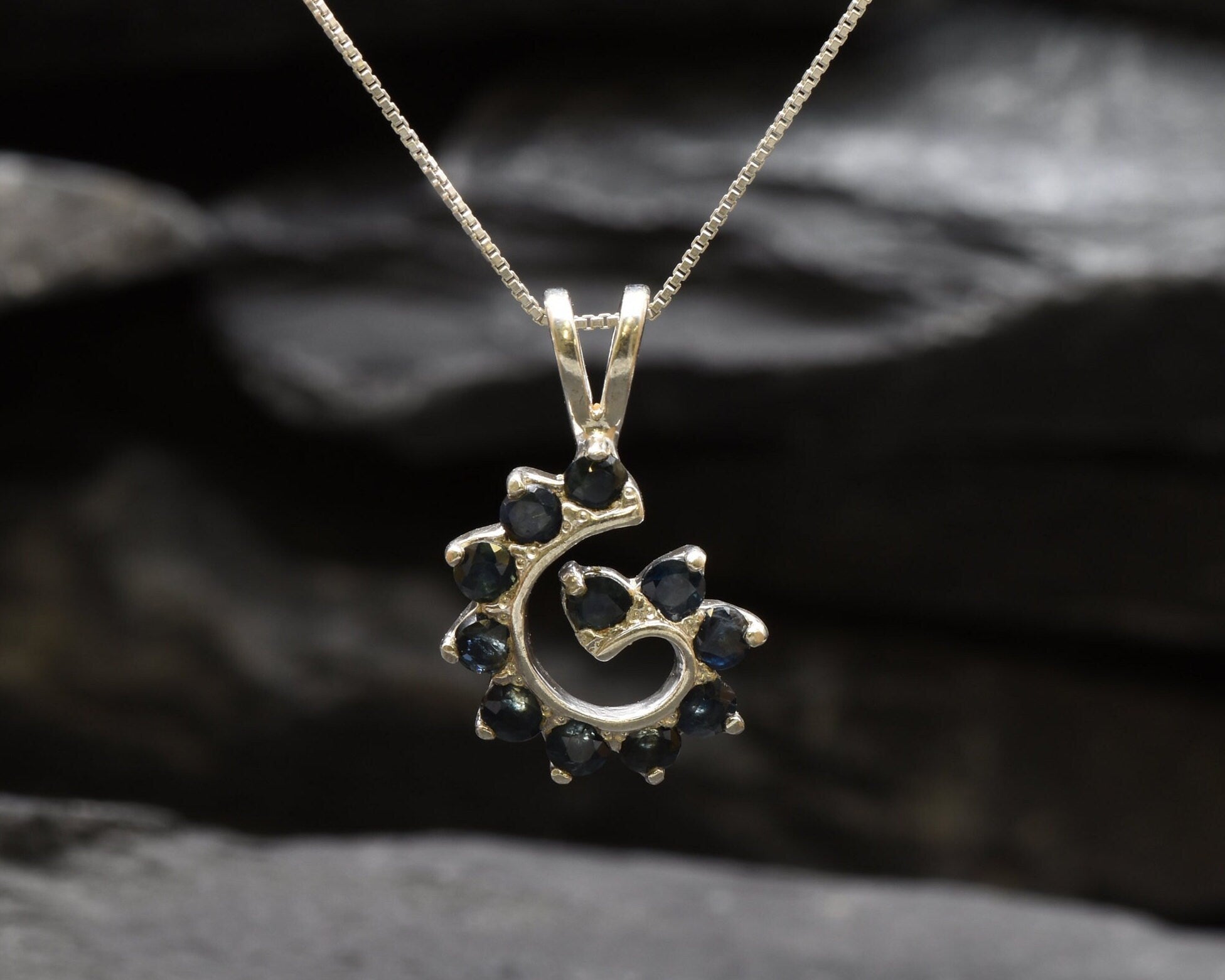 Elegant 925 Sterling Silver Pendant featuring a Round Blue Sapphire, representing sincerity and ideal for birthday gifts.