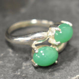 Green Bypass Ring, Natural Chrysoprase, Chrysoprase Ring, Two Stone Ring, Green Ring, Asymmetric Ring, Bypass Ring, Sterling Silver Ring