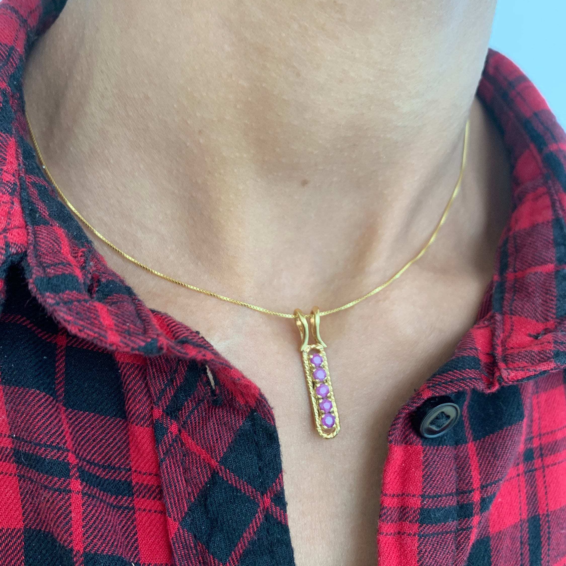 Elegant 18k Gold Vermeil Ruby Pendant featuring a Round Natural Red Ruby, perfect for birthdays and special occasions.