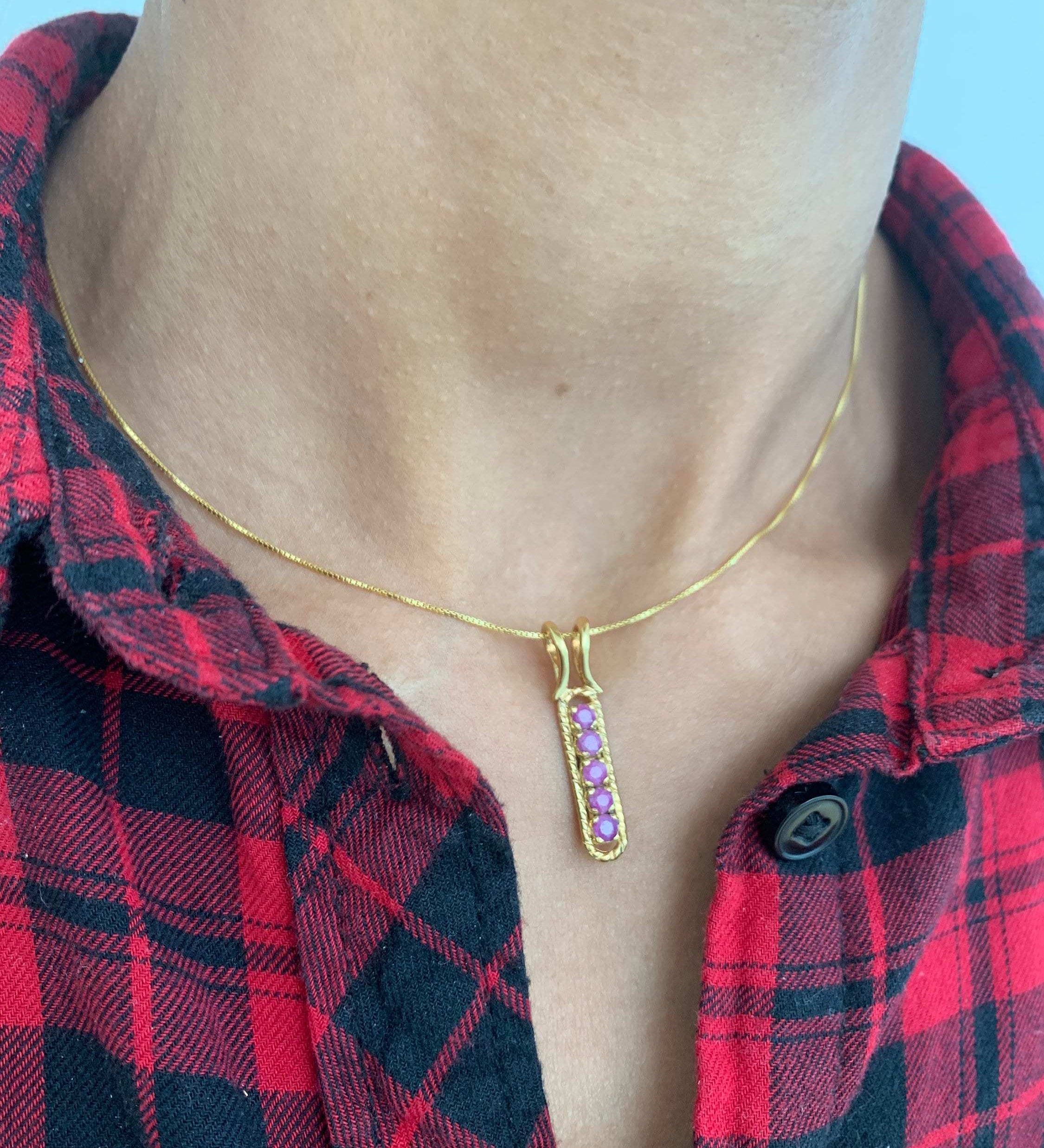 Elegant 18k Gold Vermeil Ruby Pendant featuring a Round Natural Red Ruby, perfect for birthdays and special occasions.