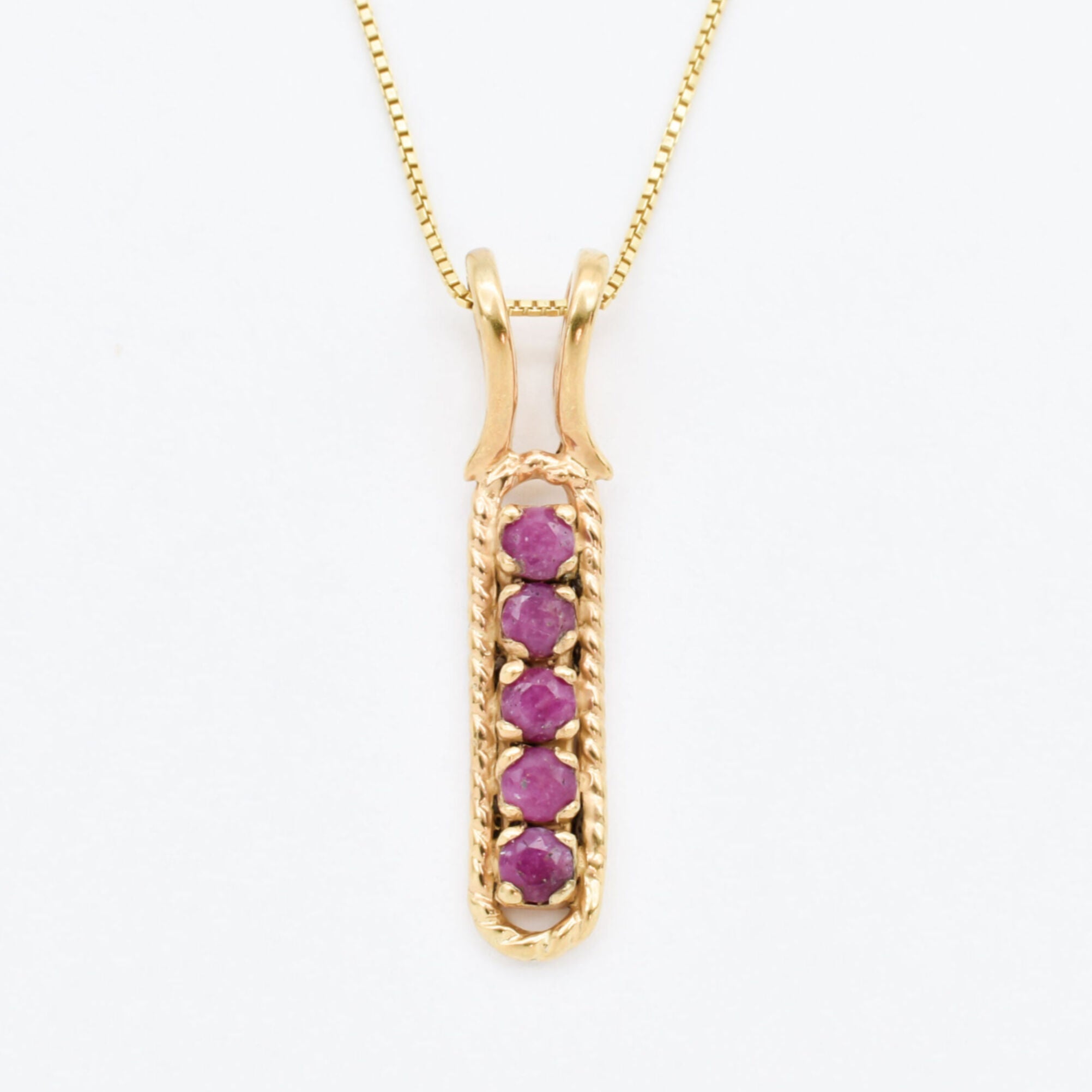 Natural Ruby Pendant made in 18k Gold Vermeil with Round Natural Red Ruby in Channel-Set setting, July Birthstone gift idea, symbolizes nobility, purity, and passion, ideal for everyday wear and perfect for birthday gifting and special occasions.