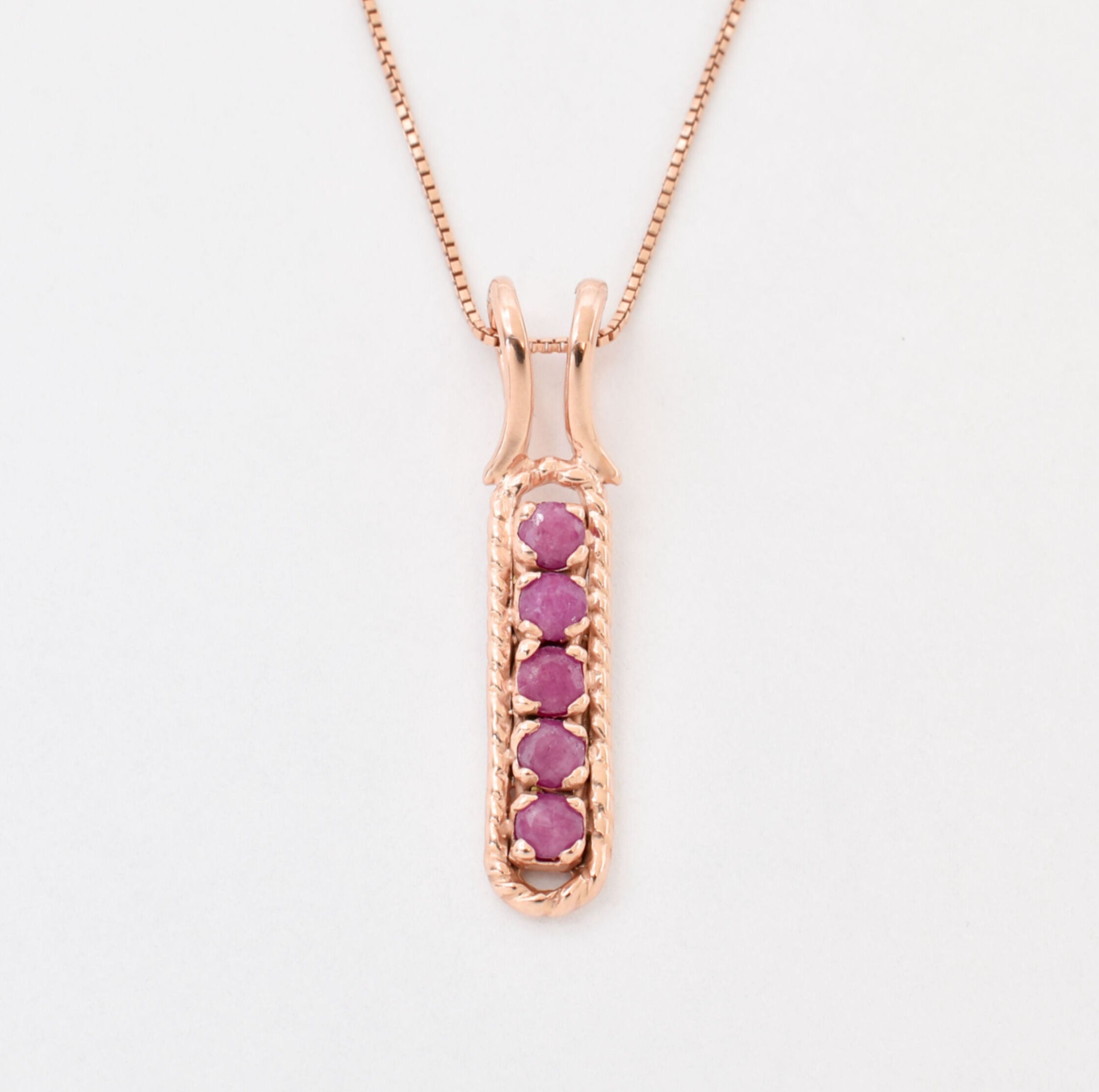 Natural Ruby Pendant made in Rose Gold Vermeil with Round Natural Red Ruby in Channel-Set setting, July Birthstone gift idea, symbolizes nobility, purity, and passion, ideal for everyday wear and perfect for birthday gifting and special occasions.