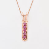 Natural Ruby Pendant made in Rose Gold Vermeil with Round Natural Red Ruby in Channel-Set setting, July Birthstone gift idea, symbolizes nobility, purity, and passion, ideal for everyday wear and perfect for birthday gifting and special occasions.