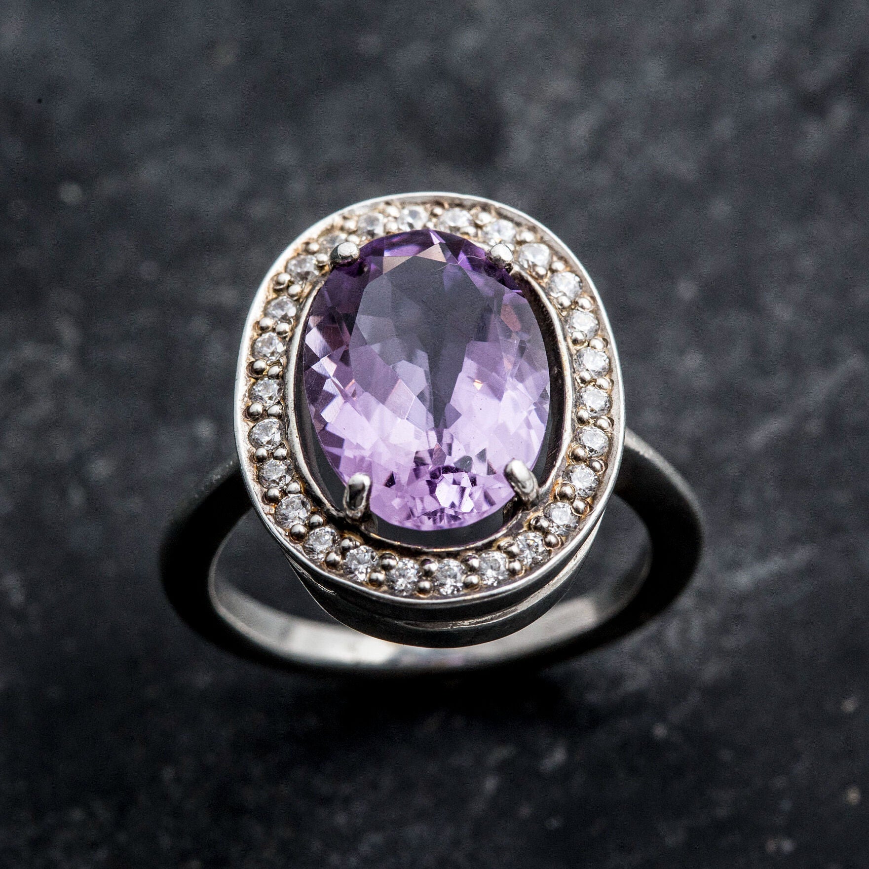 Large Amethyst Ring, Natural Amethyst, Vintage Ring, Purple Ring, February Birthstone, February Ring, Solid Silver Ring, Large Amethyst