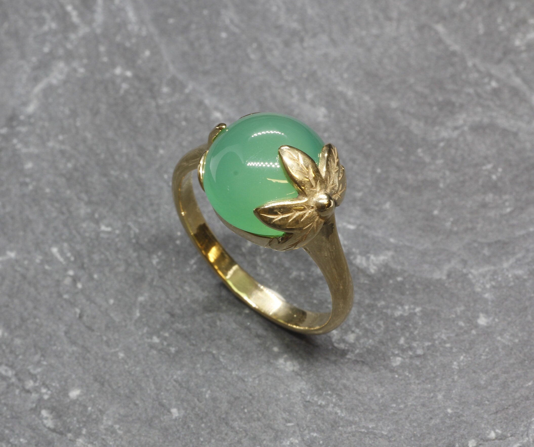 Created Emerald Ring made in 18k Gold Vermeil with Round Created Green Emerald in Solitaire setting, May Birthstone gift idea, symbolizes, ideal for everyday wear and perfect for birthday gifting and special occasions.