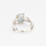 Genuine Aquamarine Ring - Blue Solitaire Ring - Leaf Branch Ring