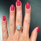 Genuine Aquamarine Ring - Blue Solitaire Ring - Leaf Branch Ring