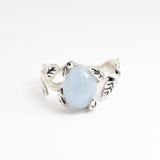 Genuine Aquamarine Ring - Blue Solitaire Ring - Leaf Branch Ring