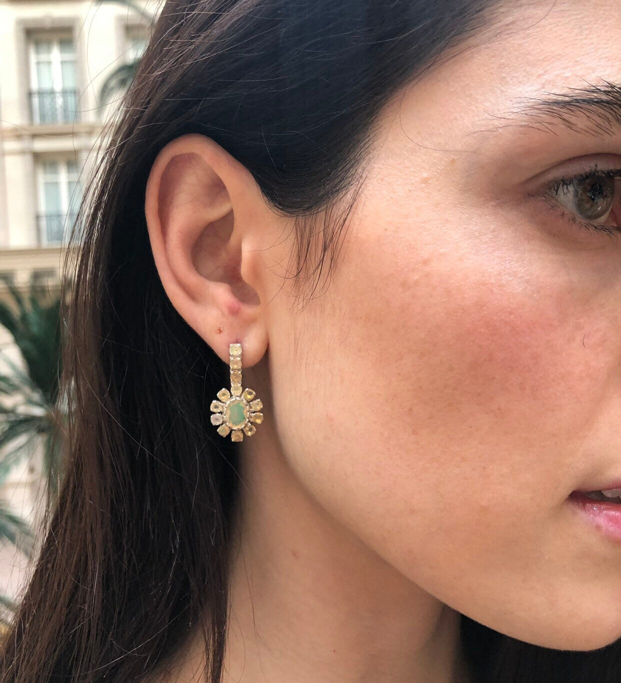 Fire Opal Earrings, Flower Earrings, Natural Opal, Vintage Earrings, October Earrings, Fire Opal Earrings, Flashy Earrings, Silver Earrings