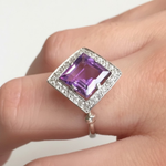 Beautiful Amethyst Ring in 925 Sterling Silver, ideal for everyday wear and February birthdays, symbolizing peace and clarity.