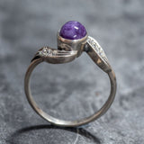 Charoite Vintage Ring - Purple Bezel Ring - Antique Charoite Ring