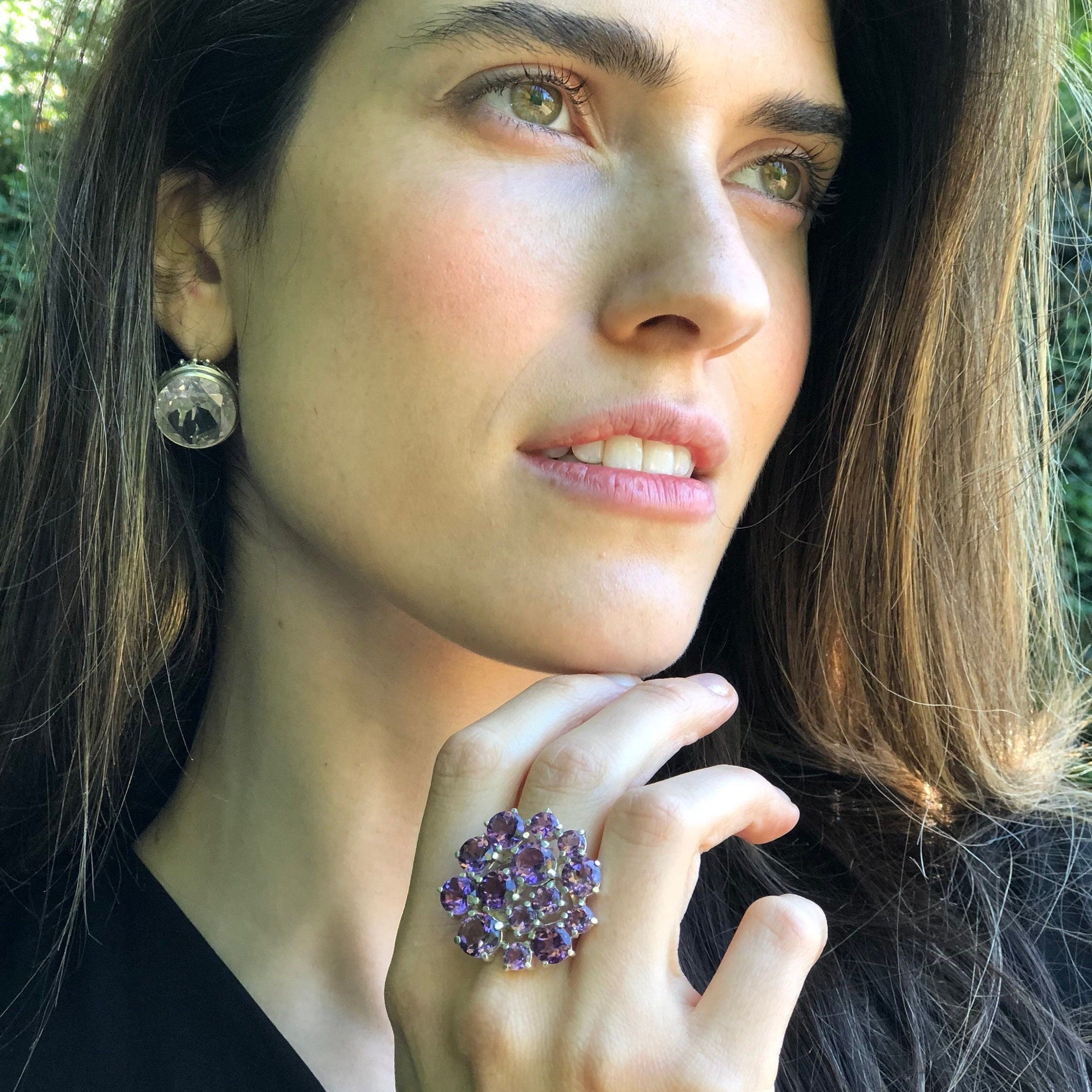 Amethyst Ring, Natural Amethyst, Statement Ring, Large Ring, Flower Ring, Purple Ring, Unique Ring, February Birthstone, February Ring