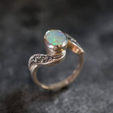 Elegant 925 Sterling Silver Ring showcasing a beautiful Oval Natural White Australian Opal, ideal for birthdays and special moments.
