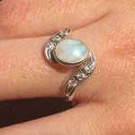 Stunning Natural Australian Opal Ring in 925 Sterling Silver, symbolizes truth and clarity, great for special occasions and everyday wear.