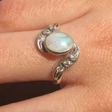 Stunning Natural Australian Opal Ring in 925 Sterling Silver, symbolizes truth and clarity, great for special occasions and everyday wear.