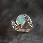 Natural Australian Opal Ring made in 925 Sterling Silver with Oval Natural White Australian Opal in setting, October Birthstone gift idea, symbolizes hope, purity, and truth, ideal for everyday wear and perfect for birthday gifting and special occasions.