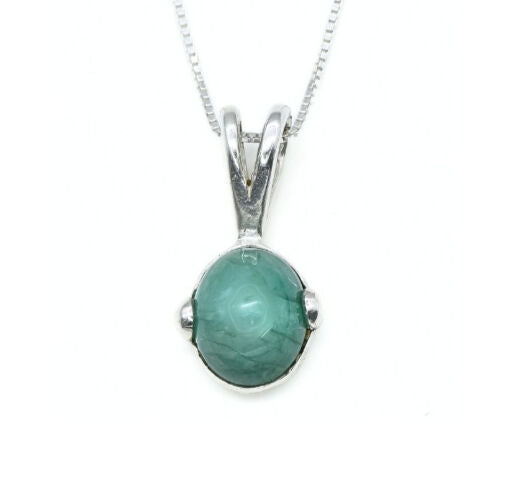 Natural Emerald Pendant made in 925 Sterling Silver with Oval Natural Green Emerald in Prong setting, May Birthstone gift idea, symbolizes growth, harmony, and deep emotional healing, ideal for everyday wear and perfect for birthday gifting and special occasions.