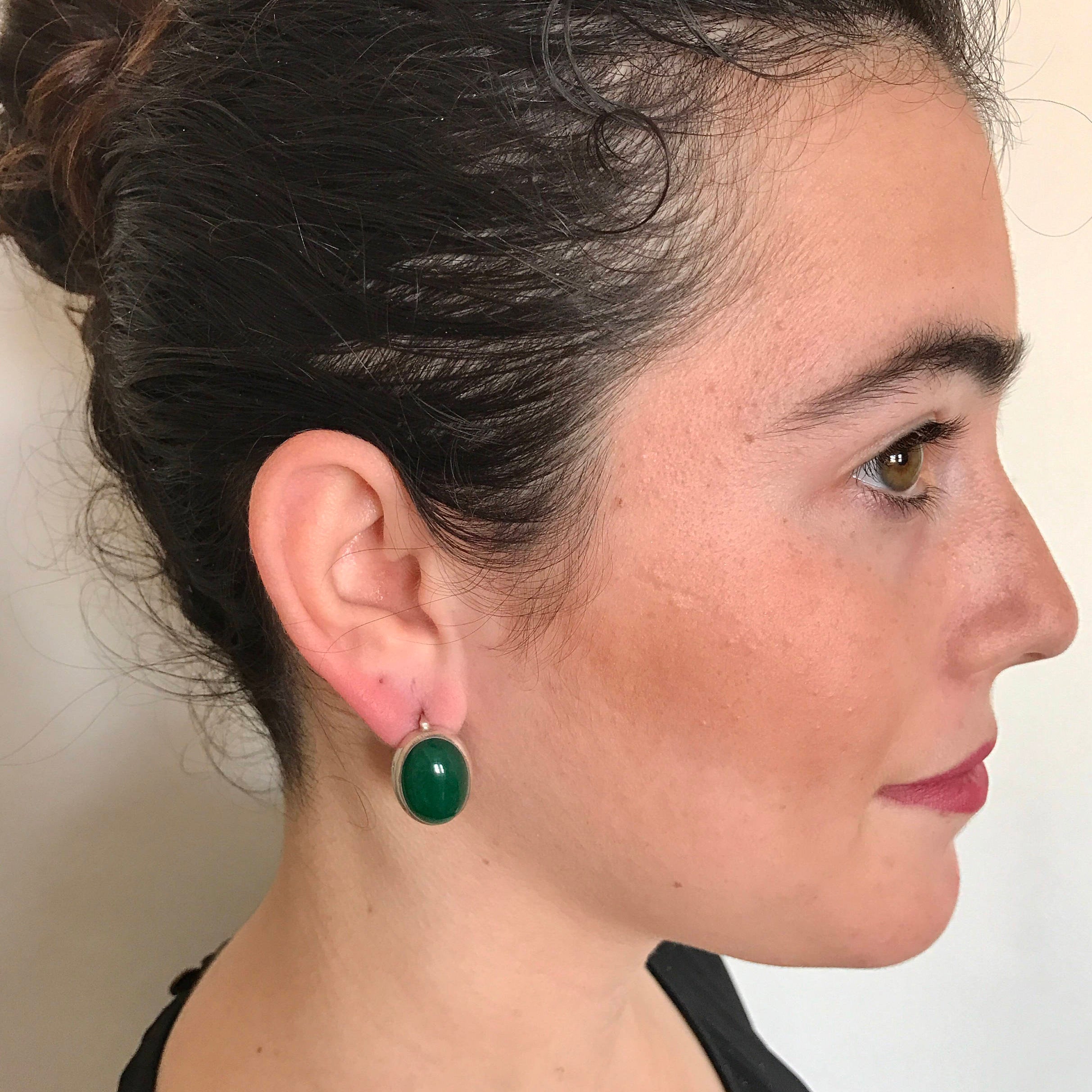 Elegant Created Emerald Earrings in 925 Sterling Silver, perfect May birthstone gift for special occasions and everyday wear.