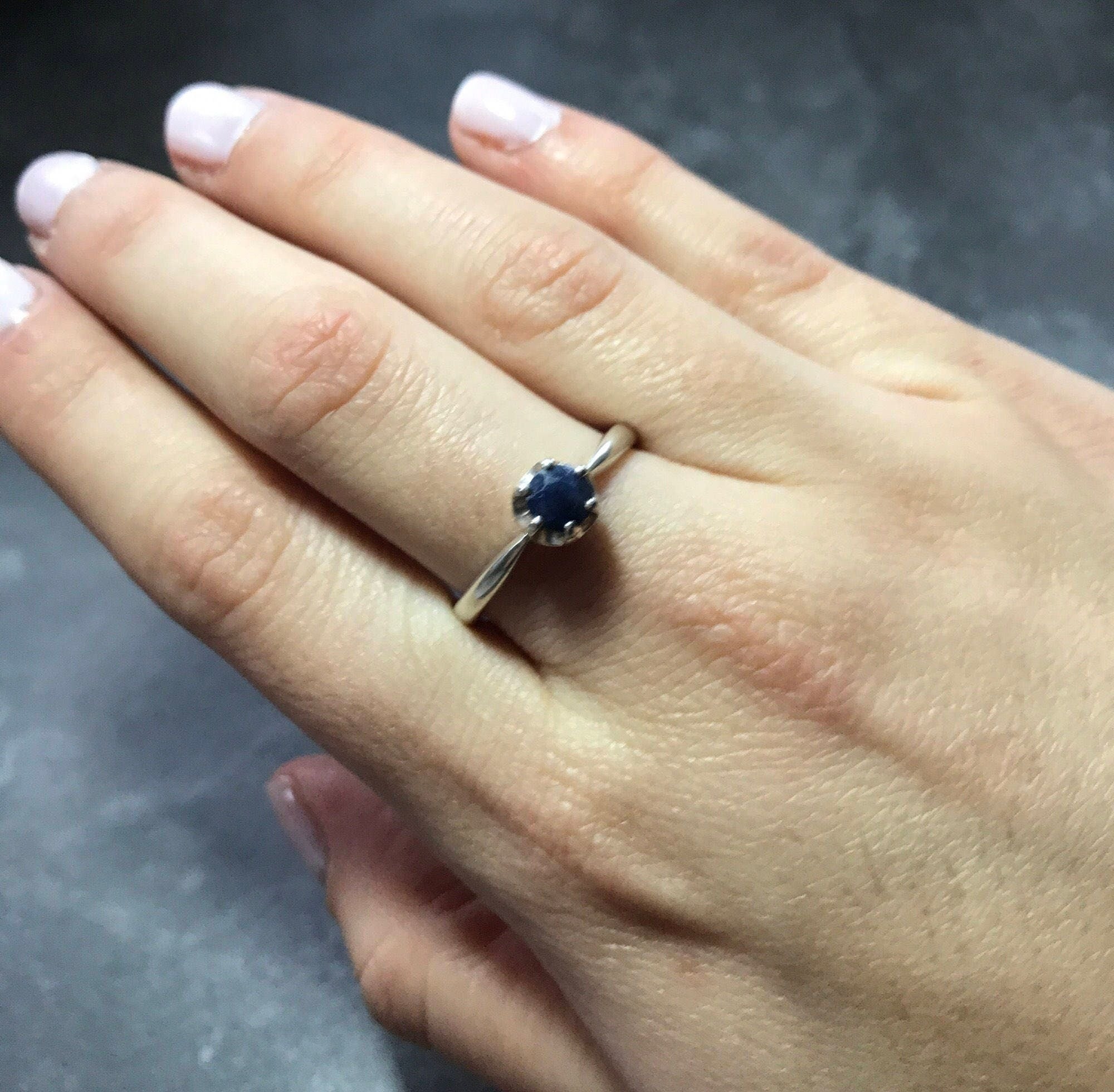 Real Sapphire Ring, Natural Sapphire, Promise Ring, Genuine Sapphire, September Birthstone, Blue Ring, Silver Promise Ring, Vintage Rings