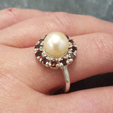 Pearl Flower Ring - Natural Pearl Ring - Vintage Cocktail Ring