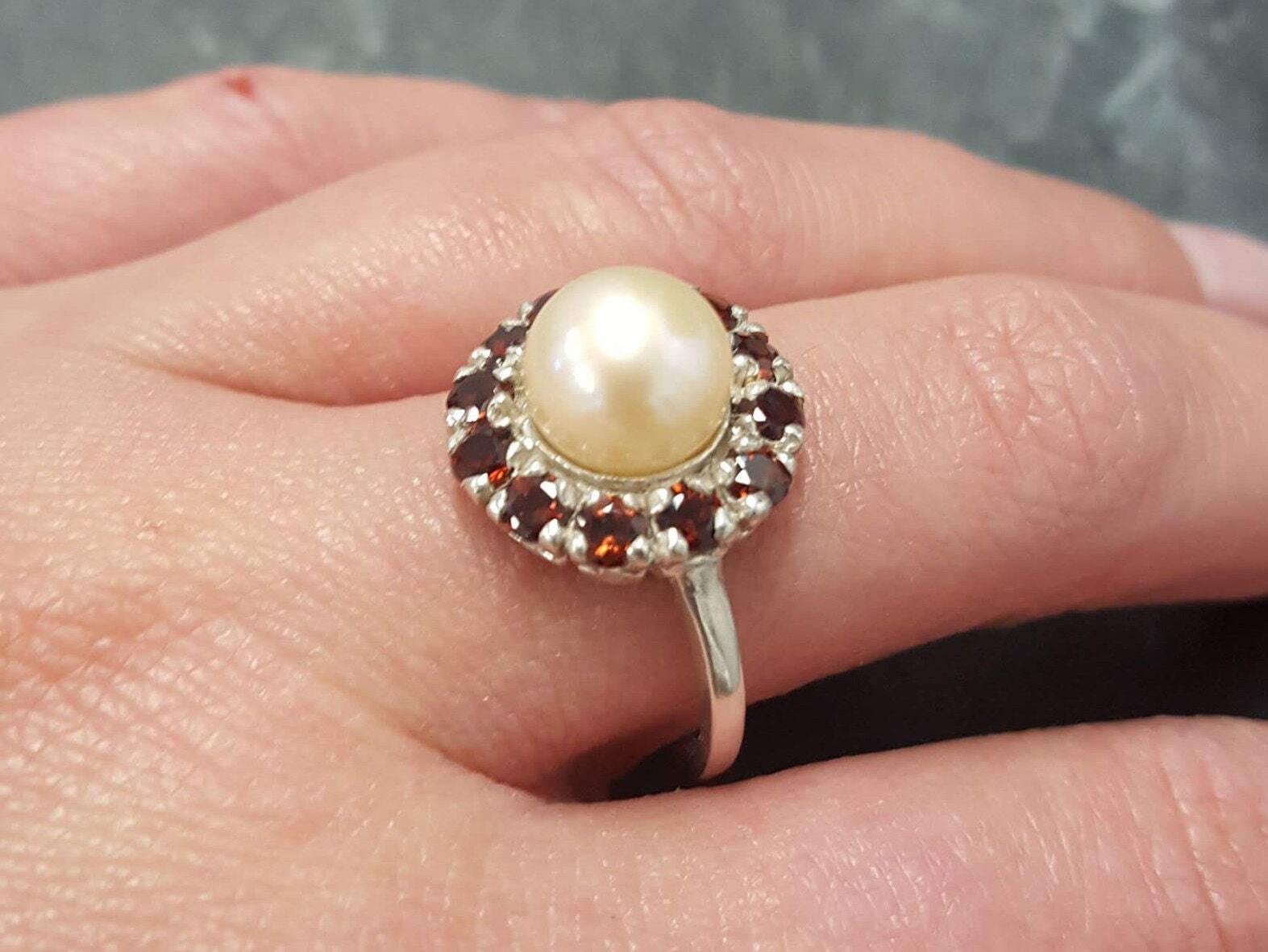 Cream Pearl Ring, Natural Pearl, Vintage Ring, June Birthstone, January Birthstone, Birthstone Ring, Solid Silver Ring, Victorian Ring