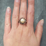 Pearl Flower Ring - Natural Pearl Ring - Vintage Cocktail Ring