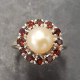 Pearl Flower Ring - Natural Pearl Ring - Vintage Cocktail Ring