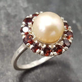 Pearl Flower Ring - Natural Pearl Ring - Vintage Cocktail Ring