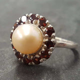 Pearl Flower Ring - Natural Pearl Ring - Vintage Cocktail Ring