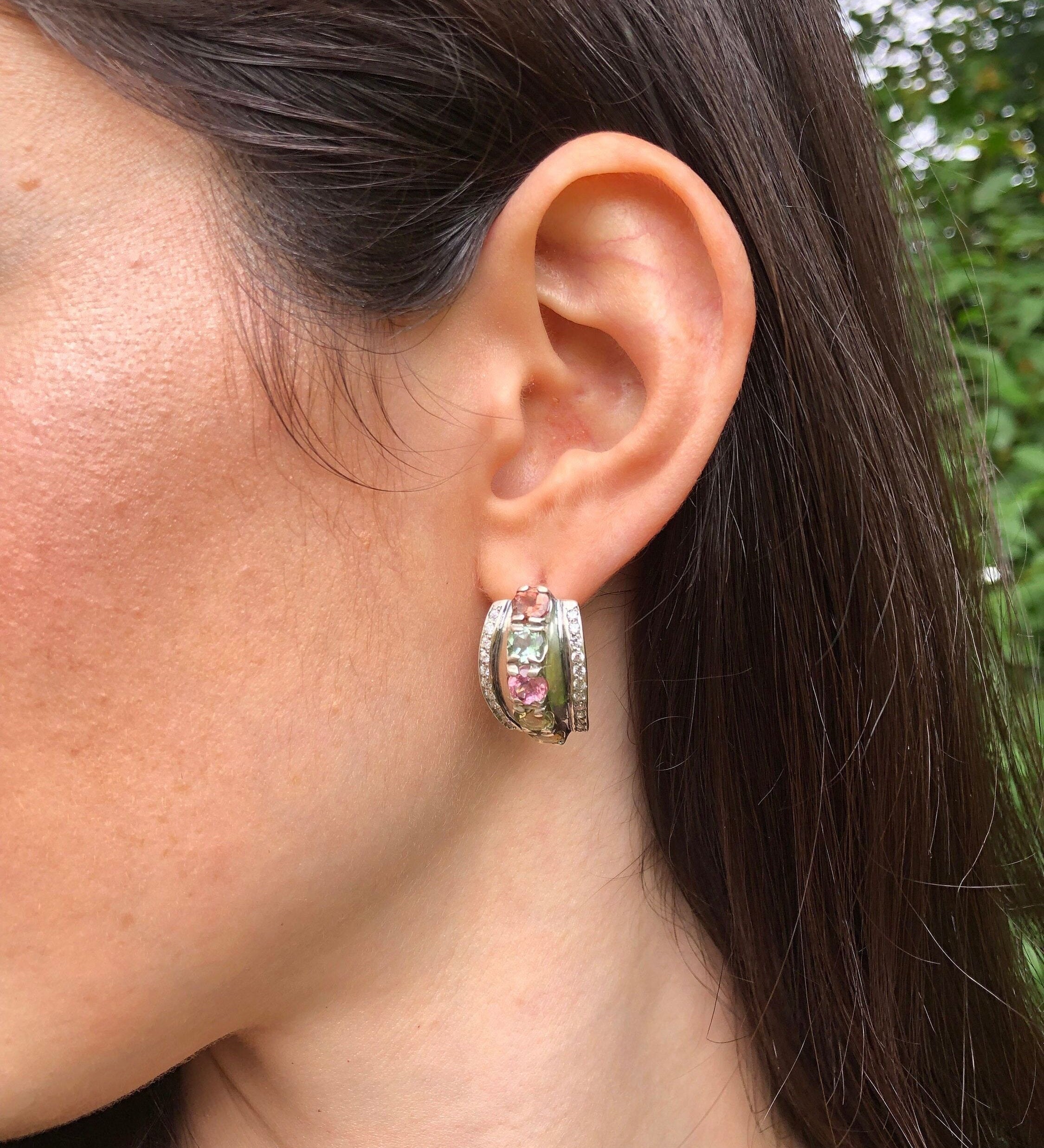 Tourmaline Earrings, Pink Tourmaline Earrings, Natural Tourmaline, October Birthstone, Vintage Earrings, Solid Silver Earrings, Tourmaline