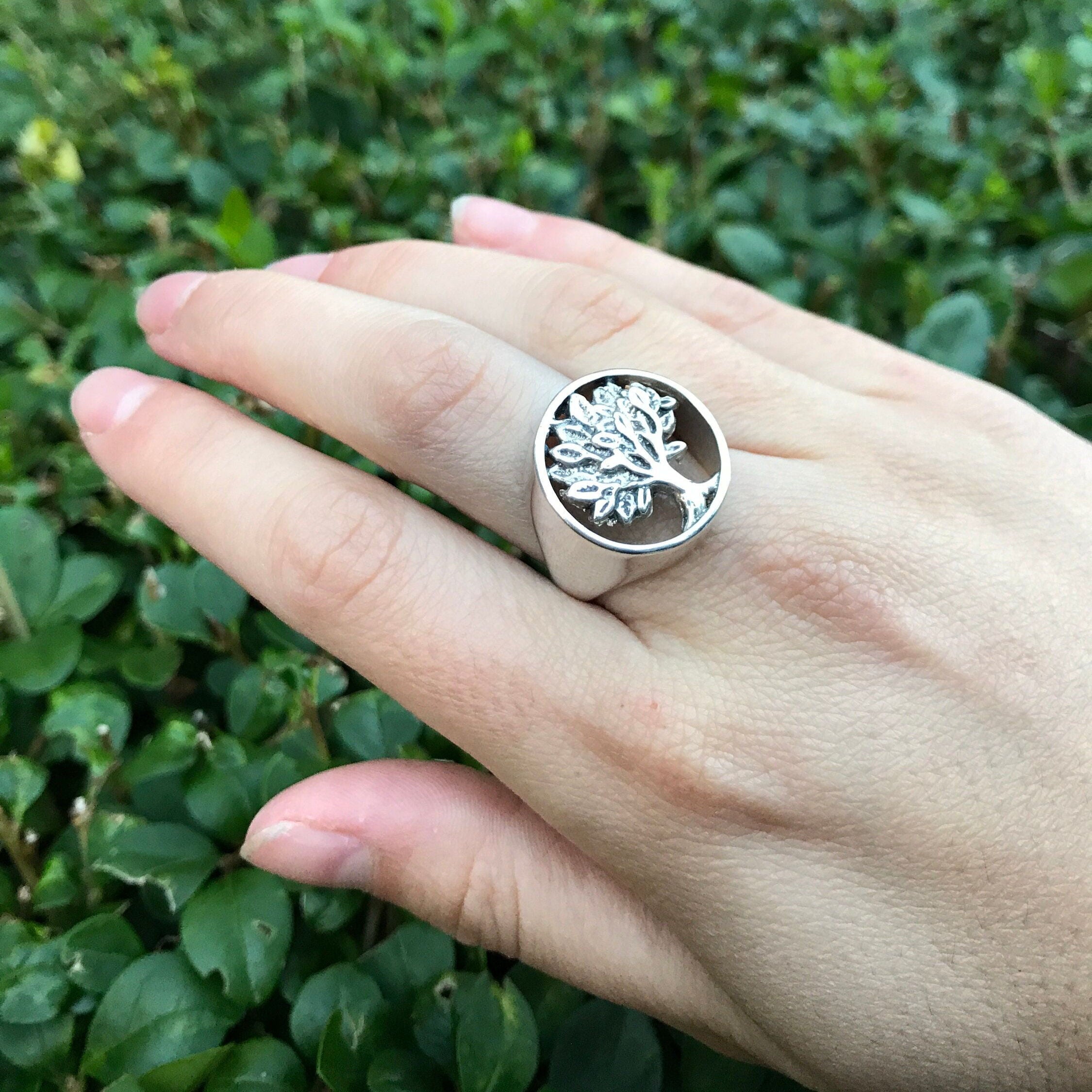 Tree Ring, Tree of Life Ring, Round Silver Ring, Statement Ring, Unique Silver Ring, Family Ring, Sterling Silver Ring, Tree of Life