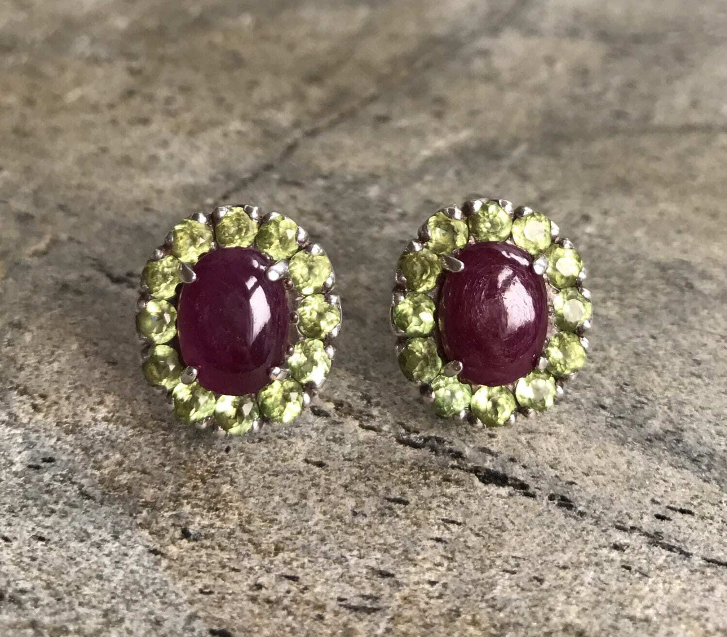 Natural Ruby Earrings made in 925 Sterling Silver with Oval Natural Red Ruby in Halo setting, July Birthstone gift idea, symbolizes nobility, purity, and passion, ideal for everyday wear and perfect for birthday gifting and special occasions.