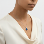 Stylish Created Sapphire Bracelet in 925 Sterling Silver with Pear Created Blue Sapphire, a meaningful September birthday gift.